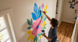 Her Sister Painted Flowers On Her Hallway Walls — Now It’s A Colorful Escape