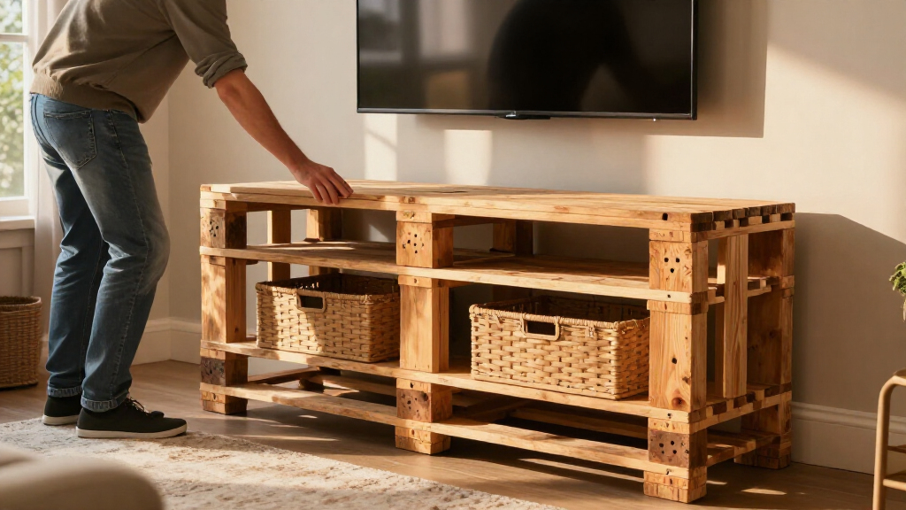 Man Turns Old Wood Pallets Into A Space-Saving Piece Of Furniture With An Impressive DIY